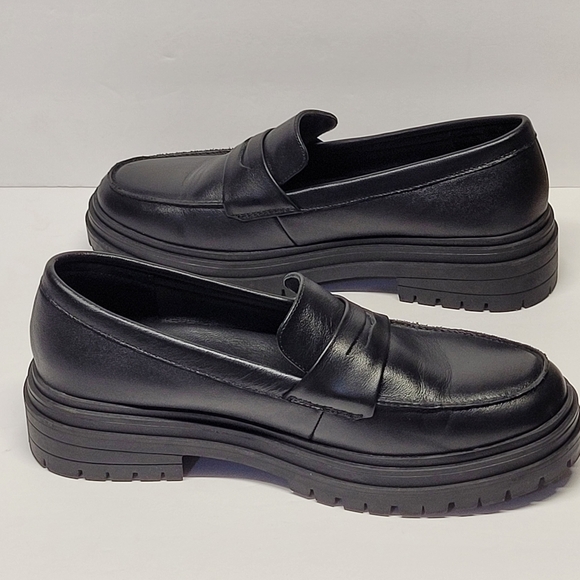 Quince Black Leather Lug-Sole Penny Loafers - Picture 7 of 12